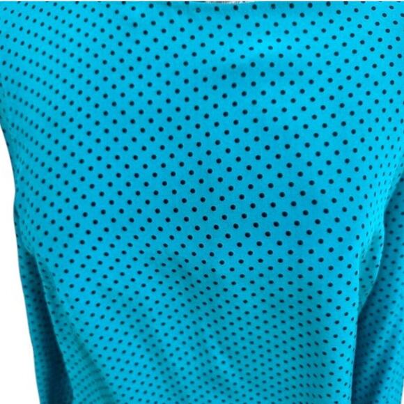 Akris Punto 100% Silk Teal Polka Dot Blouse Size 6 | Long Sleeve Designer Top - Picture 3 of 7